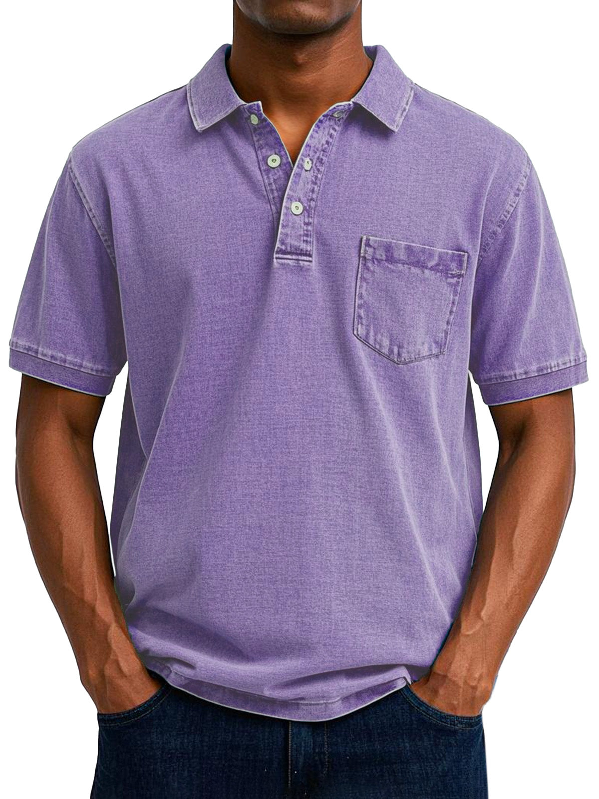 Effortless Washed Cotton Polo Shirt for Women with Collar Short Sleeve Button Placket Chest Pocket Relaxed Style