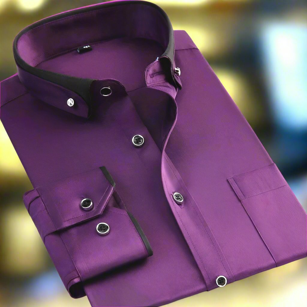 Effortless Contrast Collar Dress Shirt for Women with Button Down Long Sleeve Slim Fit Casual Style