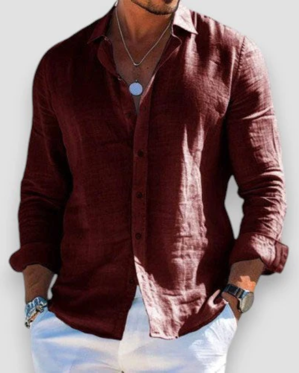 Effortless Linen Shirt for Women with Collar Long Sleeve Button Front Relaxed Style