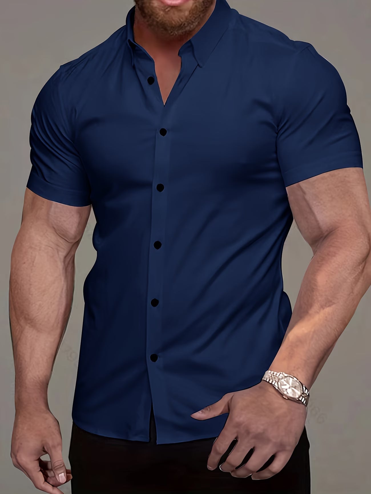 Effortless Stretch Button Up Shirt for Women with Collar Short Sleeve Slim Fit Casual Style