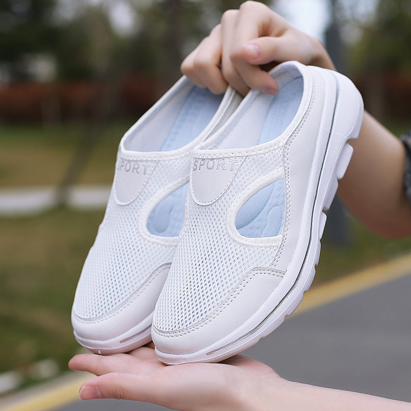 Effortless Mesh Slip-On Clog Sneaker for Women with Cutout Side Platform Sole Casual Style