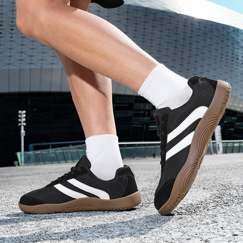 Effortless Striped Panel Sneaker for Women with Lace Up Low Top Gum Sole Casual Style