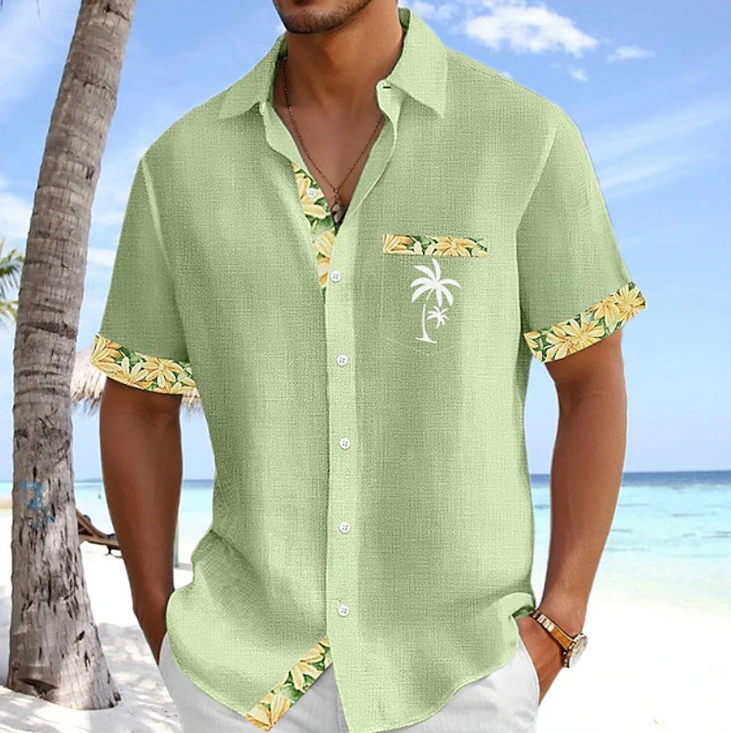 Effortless Tropical Print Hawaiian Shirt for Women with Collar Short Sleeve Button Front Relaxed Casual Style