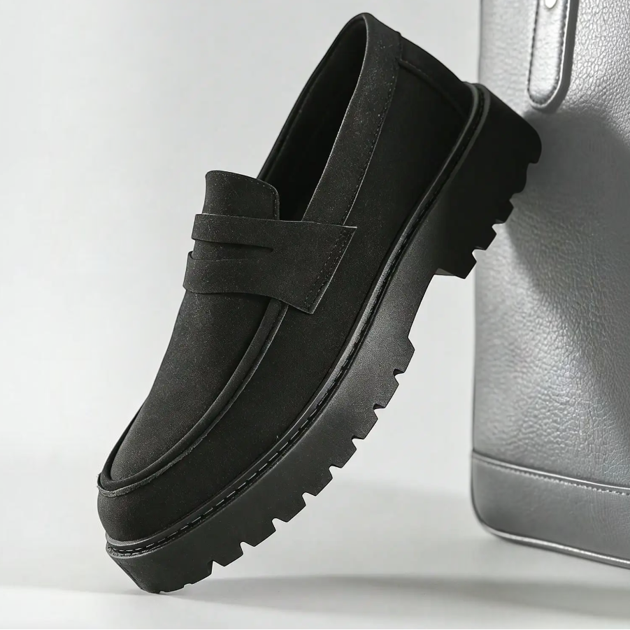 Stylish Suede Platform Loafer for Women with Chunky Lug Sole Penny Strap Casual Style