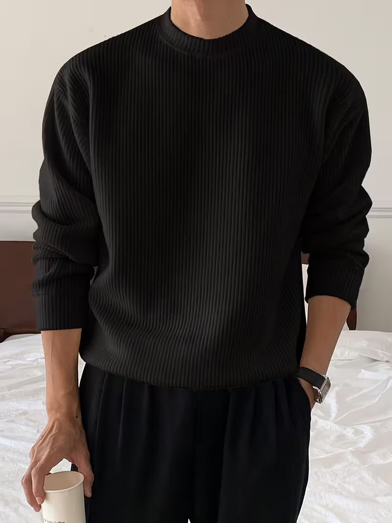 Comfortable Ribbed Knit Sweater for Women with Crew Neck Long Sleeve Relaxed Oversized Style
