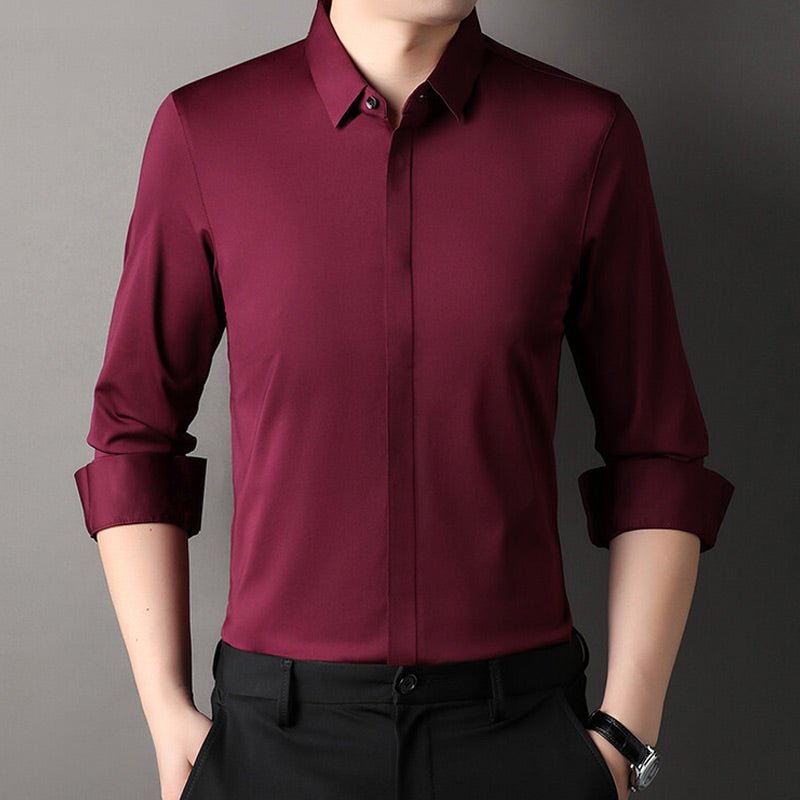 Elegant Satin Dress Shirt for Women with Collar Long Sleeve Button Front Tailored Silky Style