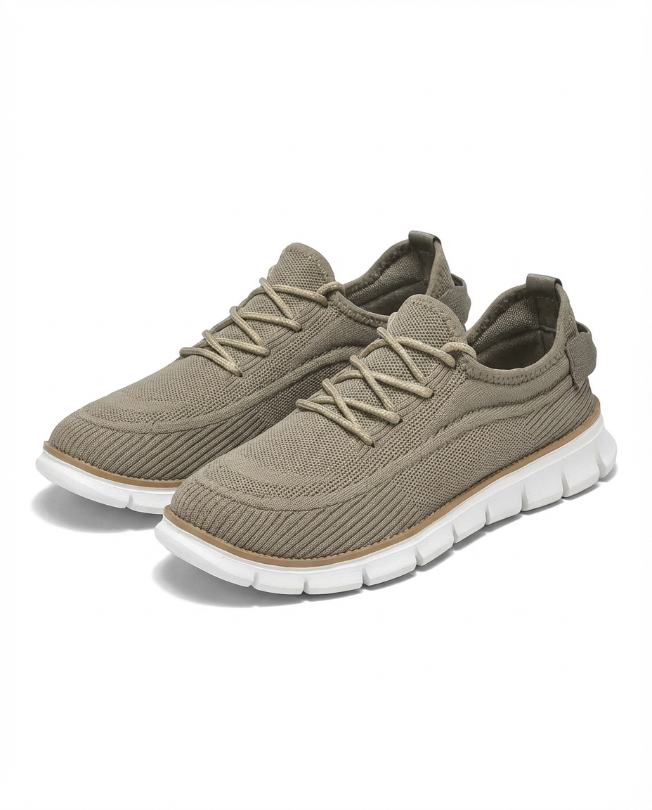 Comfortable Knit Fashion Sneaker for Women with Lace Up Round Toe Ridged Sole Casual Style