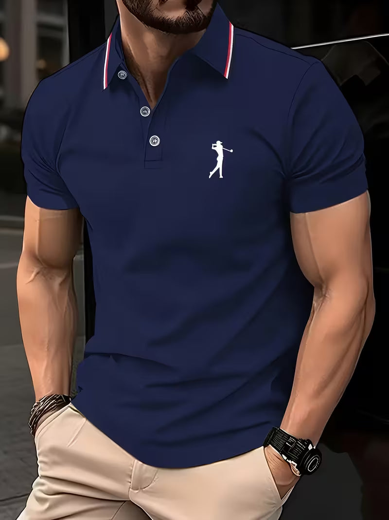 Effortless Embroidered Pique Polo Shirt for Women with Tipped Collar Short Sleeve Button Placket Casual Style