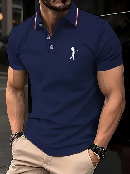 Effortless Embroidered Pique Polo Shirt for Women with Tipped Collar Short Sleeve Button Placket Casual Style