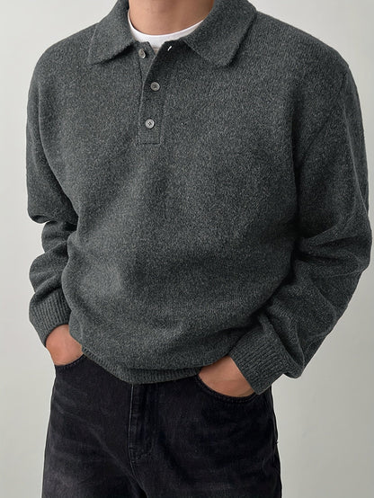 Comfortable Olive Green Knit Sweater for Women with Collar Long Sleeve Button Front Relaxed Oversized Style