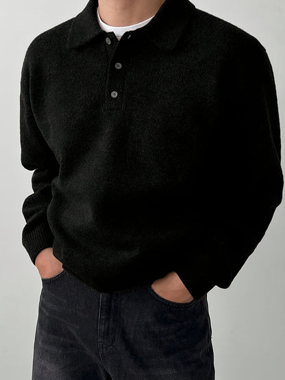 Comfortable Olive Green Knit Sweater for Women with Collar Long Sleeve Button Front Relaxed Oversized Style
