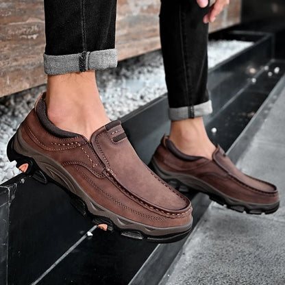 Comfortable Leather Loafers for Women with Moc Toe Slip On Rugged Sole Casual Style
