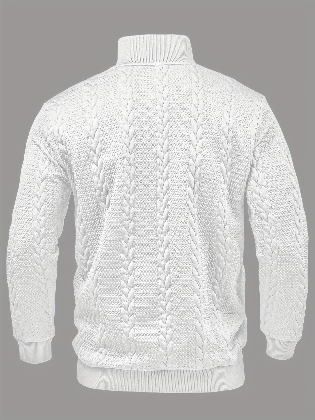 Comfortable Black Cable Knit Sweater for Women with Mock Neck Long Sleeve Button Placket Relaxed Style