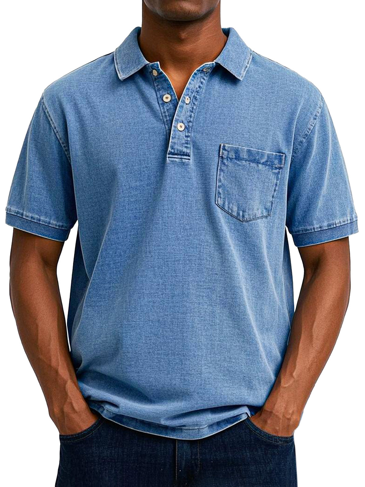 Effortless Washed Cotton Polo Shirt for Women with Collar Short Sleeve Button Placket Chest Pocket Relaxed Style