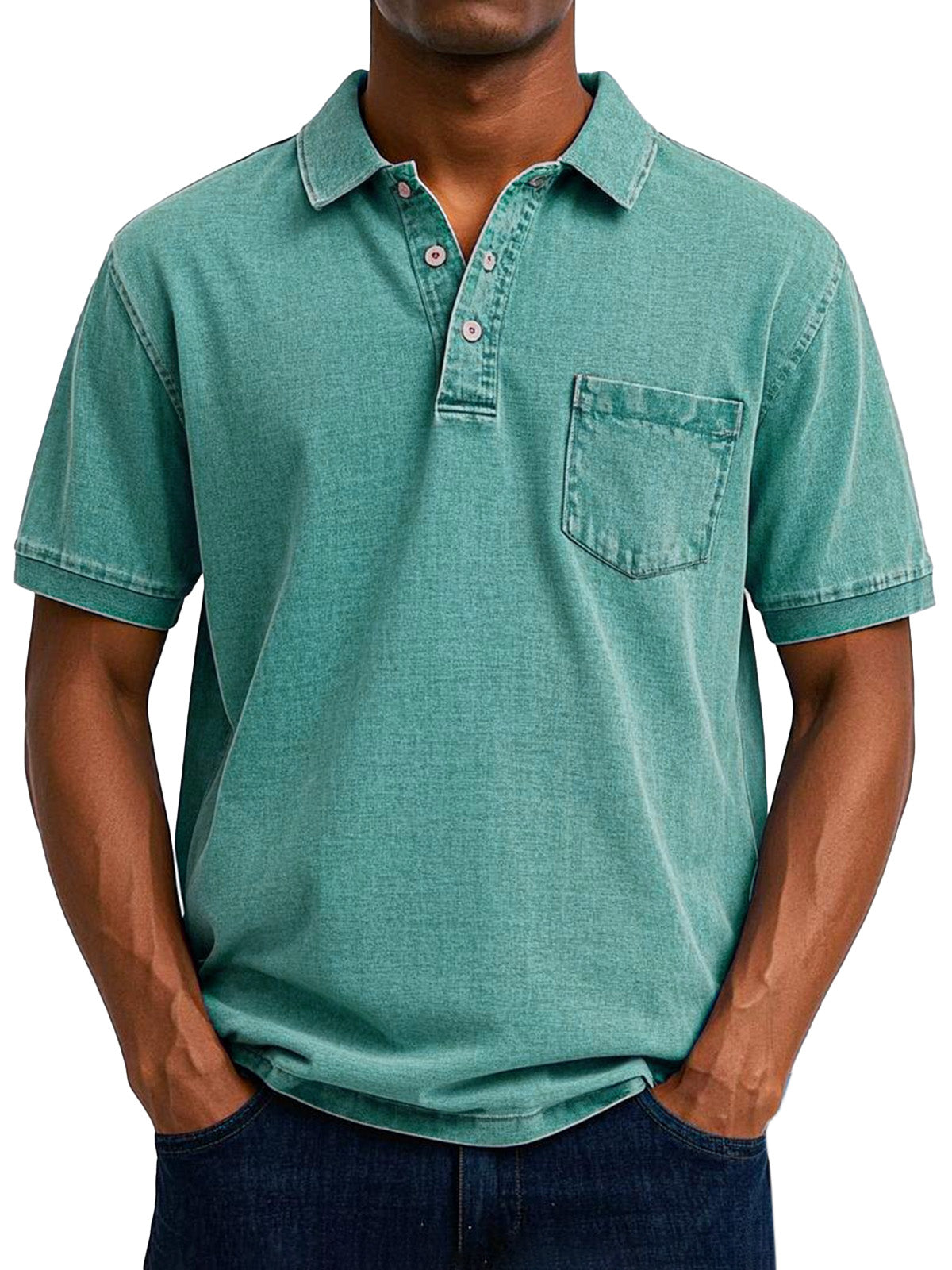 Effortless Washed Cotton Polo Shirt for Women with Collar Short Sleeve Button Placket Chest Pocket Relaxed Style