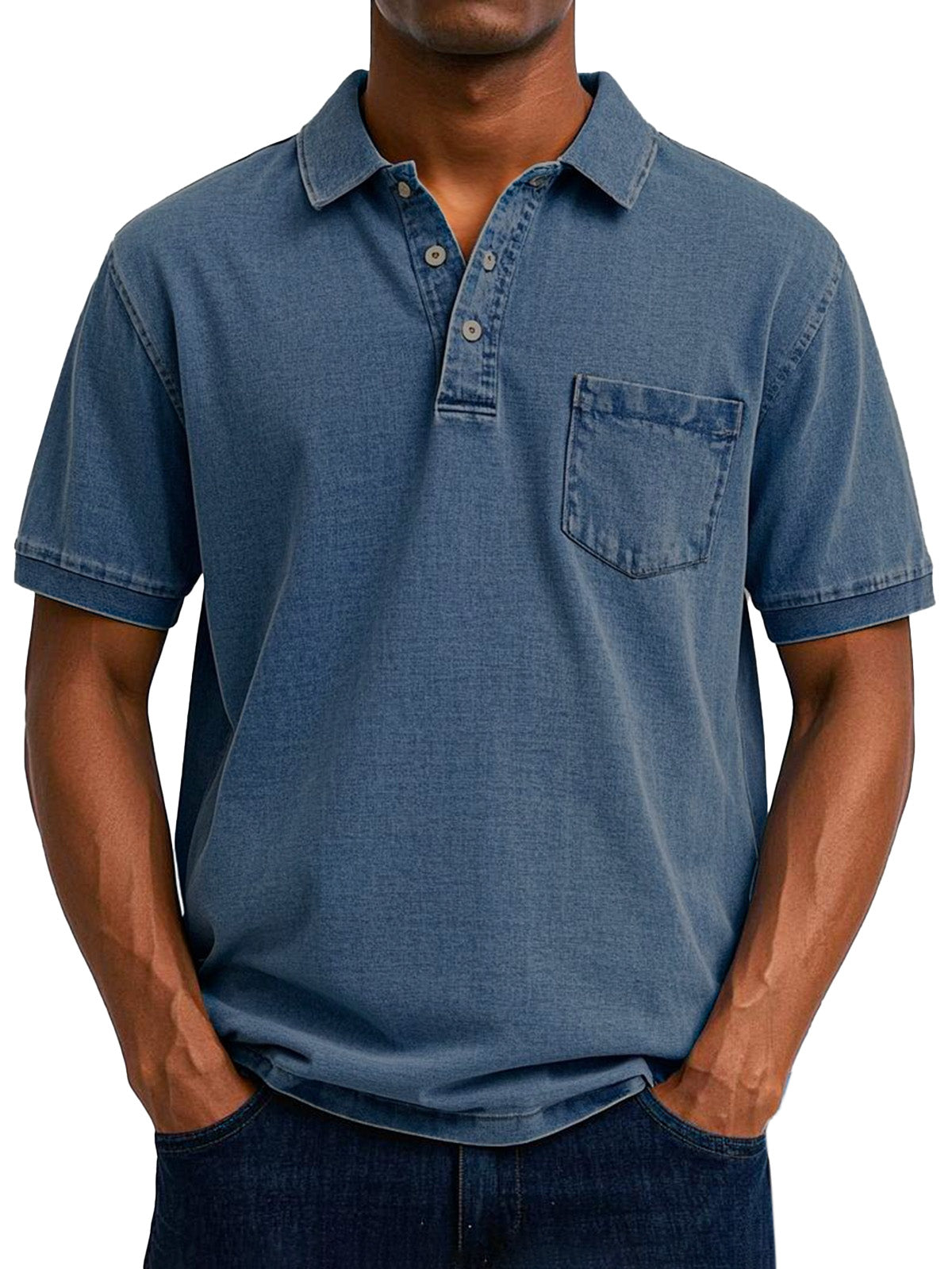 Effortless Washed Cotton Polo Shirt for Women with Collar Short Sleeve Button Placket Chest Pocket Relaxed Style