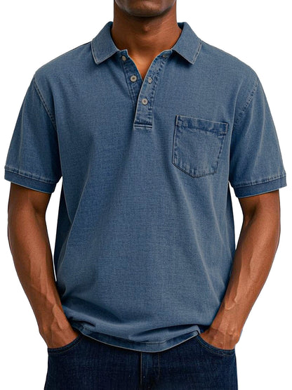 Effortless Washed Cotton Polo Shirt for Women with Collar Short Sleeve Button Placket Chest Pocket Relaxed Style