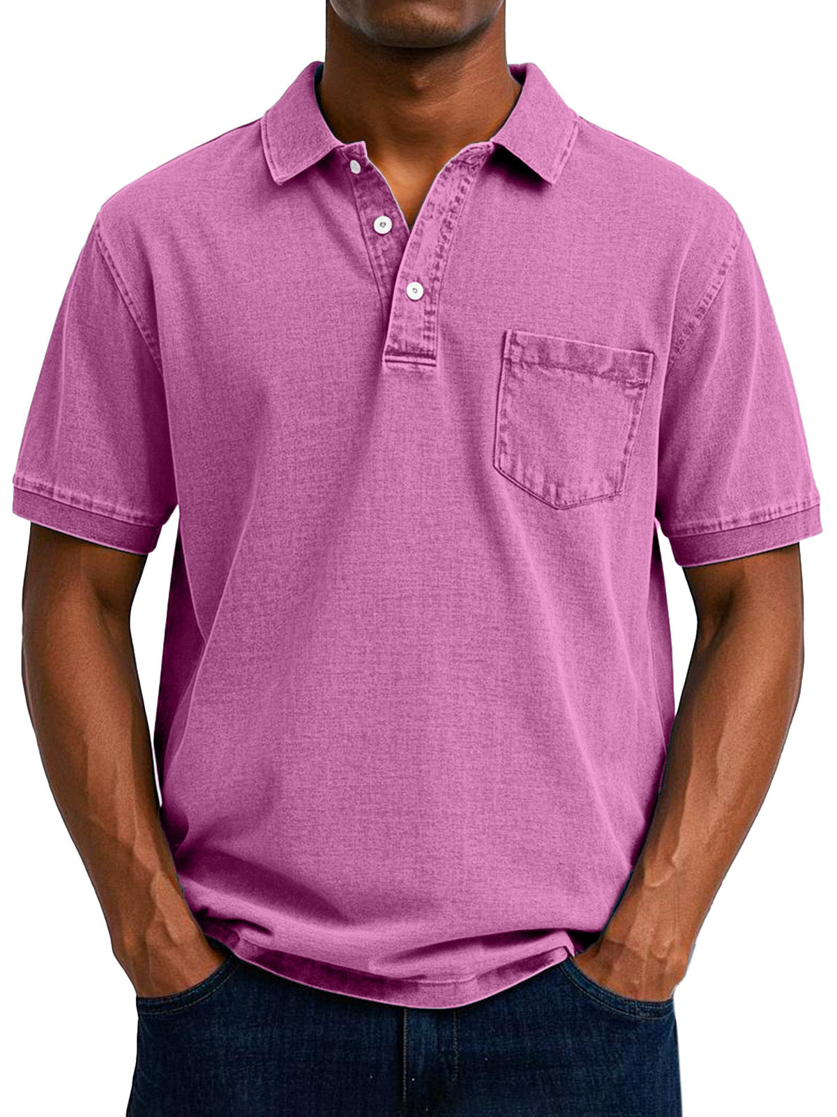 Effortless Washed Cotton Polo Shirt for Women with Collar Short Sleeve Button Placket Chest Pocket Relaxed Style