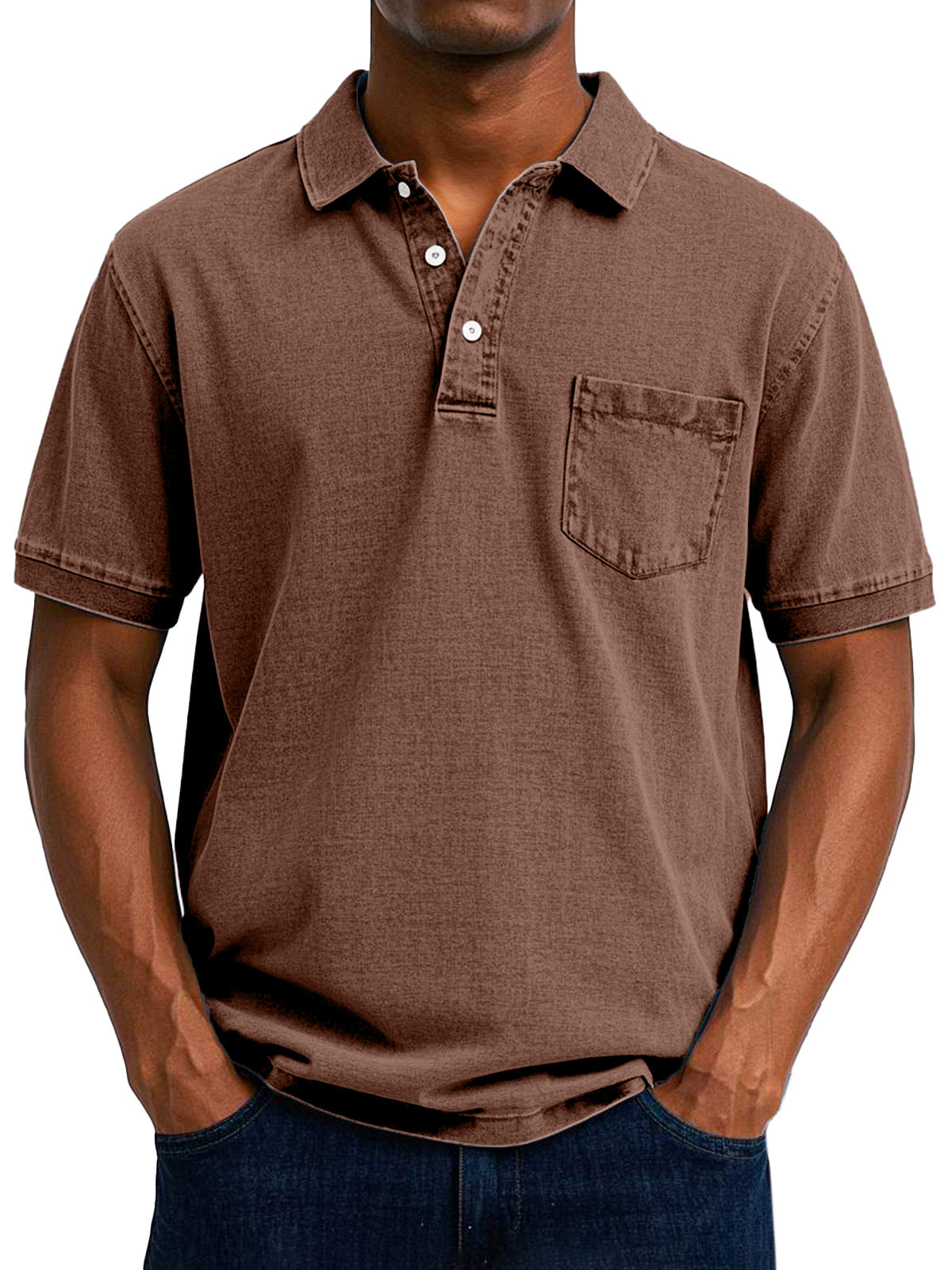 Effortless Washed Cotton Polo Shirt for Women with Collar Short Sleeve Button Placket Chest Pocket Relaxed Style