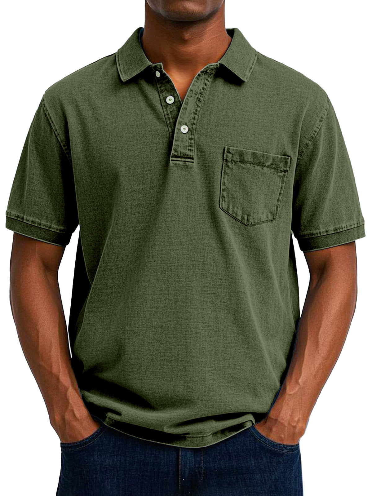 Effortless Washed Cotton Polo Shirt for Women with Collar Short Sleeve Button Placket Chest Pocket Relaxed Style