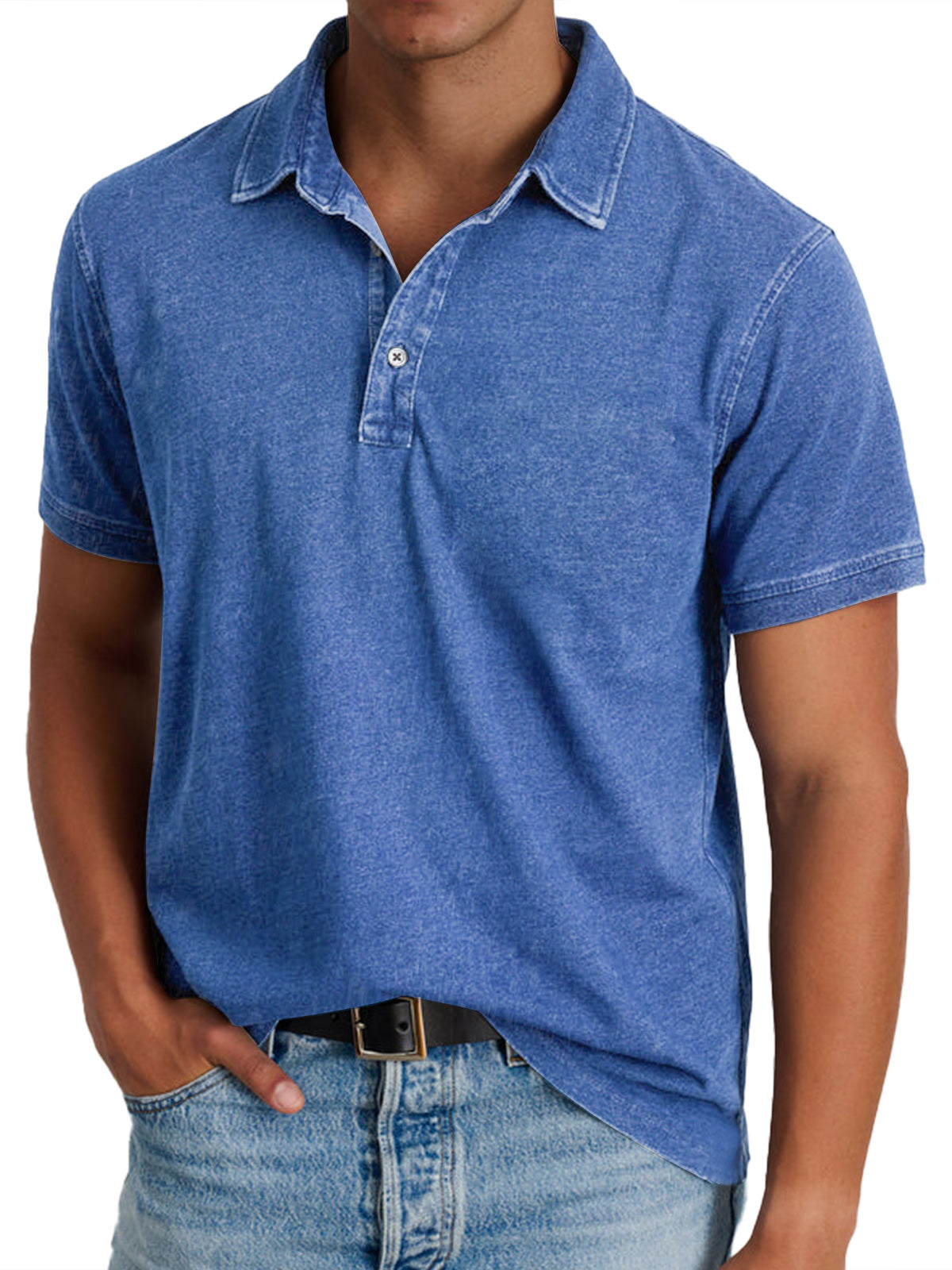 Effortless Washed Cotton Polo Shirt for Women with Collared Short Sleeve Button Placket Relaxed Casual Style