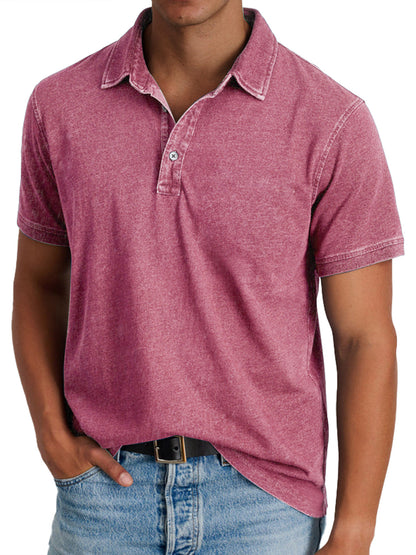 Effortless Washed Cotton Polo Shirt for Women with Collared Short Sleeve Button Placket Relaxed Casual Style