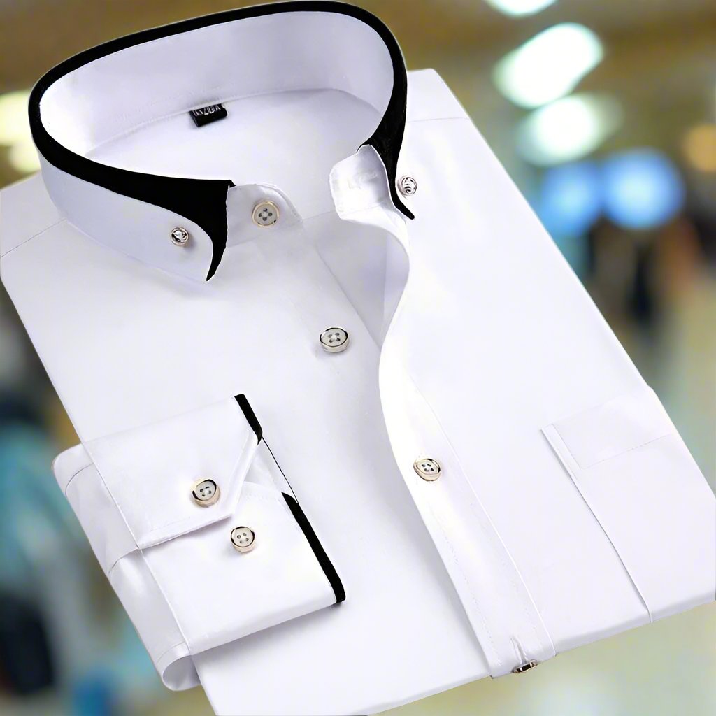 Effortless Contrast Collar Dress Shirt for Women with Button Down Long Sleeve Slim Fit Casual Style
