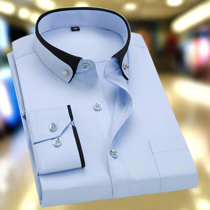 Effortless Contrast Collar Dress Shirt for Women with Button Down Long Sleeve Slim Fit Casual Style