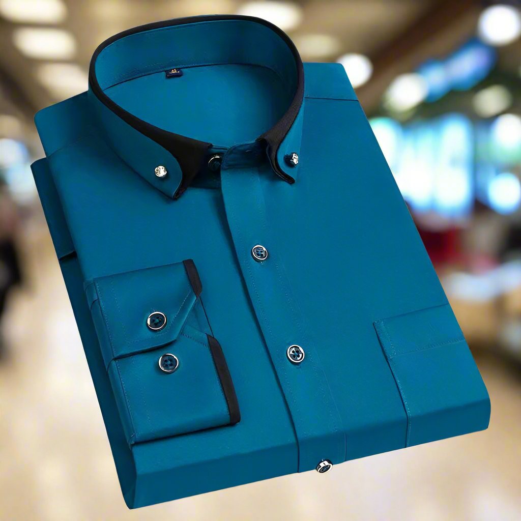 Effortless Contrast Collar Dress Shirt for Women with Button Down Long Sleeve Slim Fit Casual Style