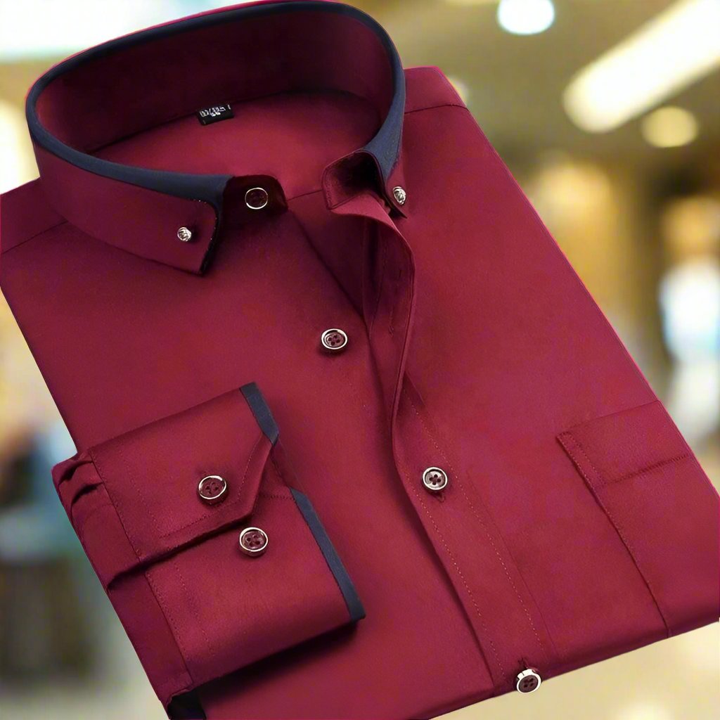 Effortless Contrast Collar Dress Shirt for Women with Button Down Long Sleeve Slim Fit Casual Style