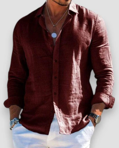 Effortless Linen Shirt for Women with Collar Long Sleeve Button Front Relaxed Style