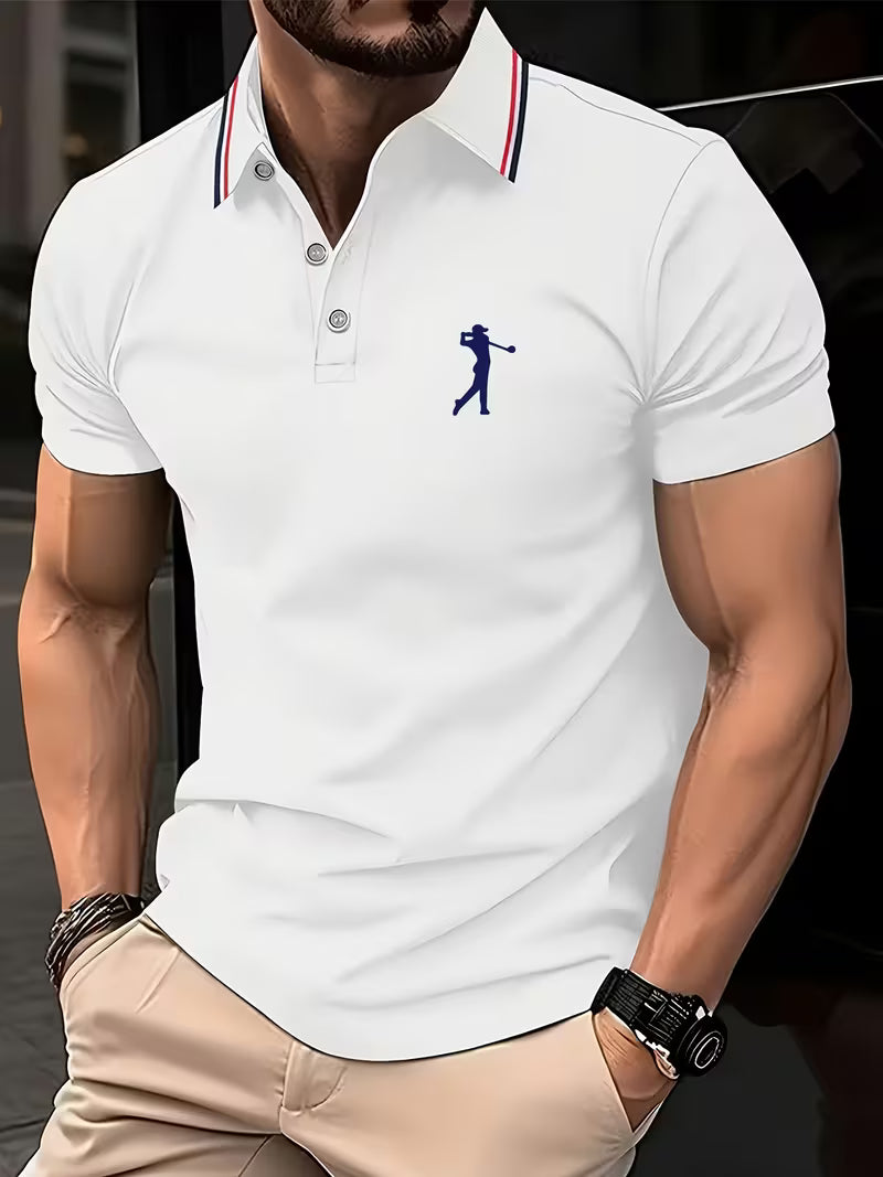 Effortless Embroidered Pique Polo Shirt for Women with Tipped Collar Short Sleeve Button Placket Casual Style