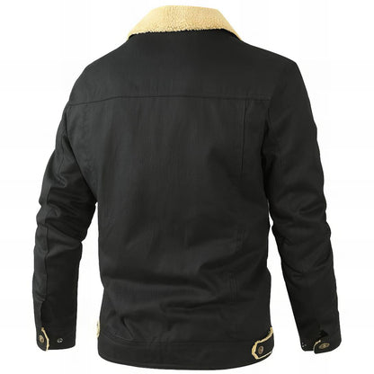 Comfortable Sherpa Lined Jacket for Women with Point Collar Long Sleeve Button Front Flap Pocket Casual Style