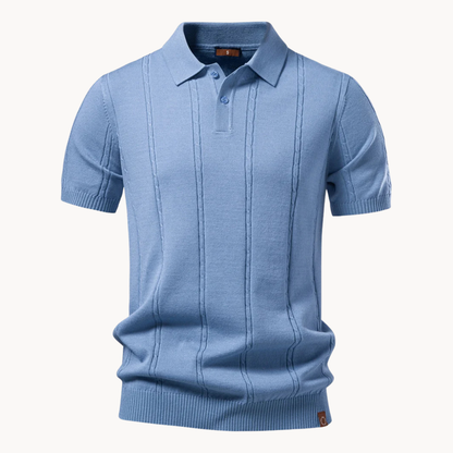 Comfortable Ribbed Polo Sweater for Women with Collar Short Sleeve Button Placket Relaxed Knit Style