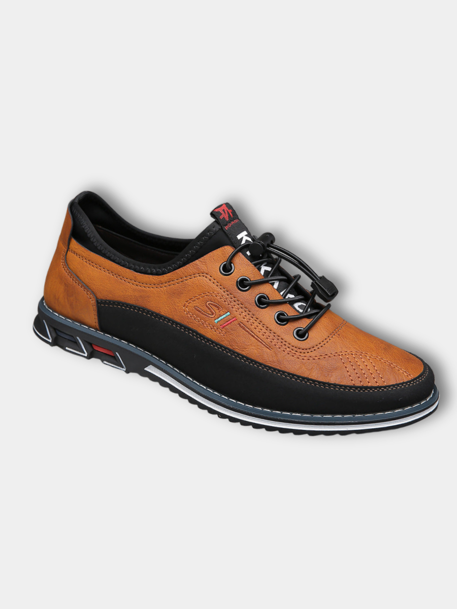 Effortless Leather Fashion Sneaker for Women with Lace Up Round Toe Rubber Sole Casual Style