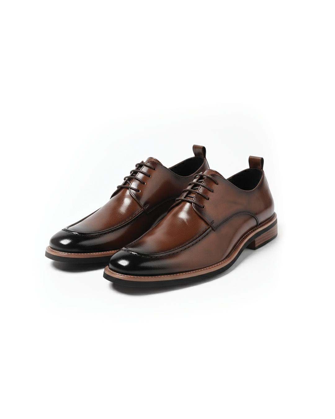 Elegant Leather Derby Shoes for Women with Lace Up Cap Toe Burnished Formal Style