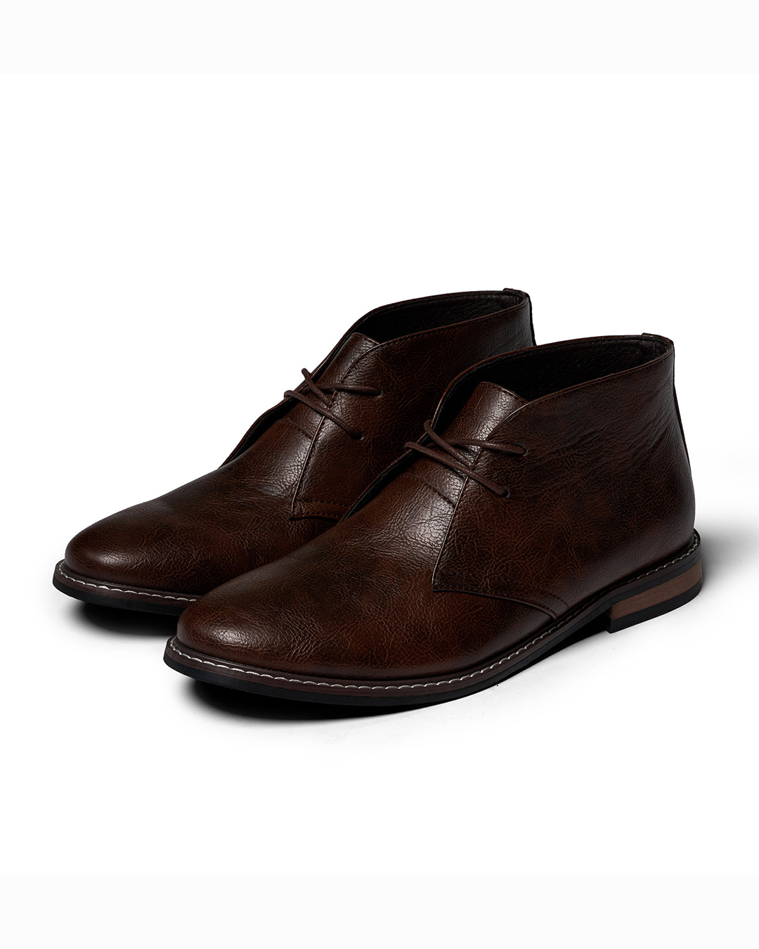 Elegant Dark Brown Leather Chukka Boots for Women with Lace Up Round Toe Stacked Heel Casual Style