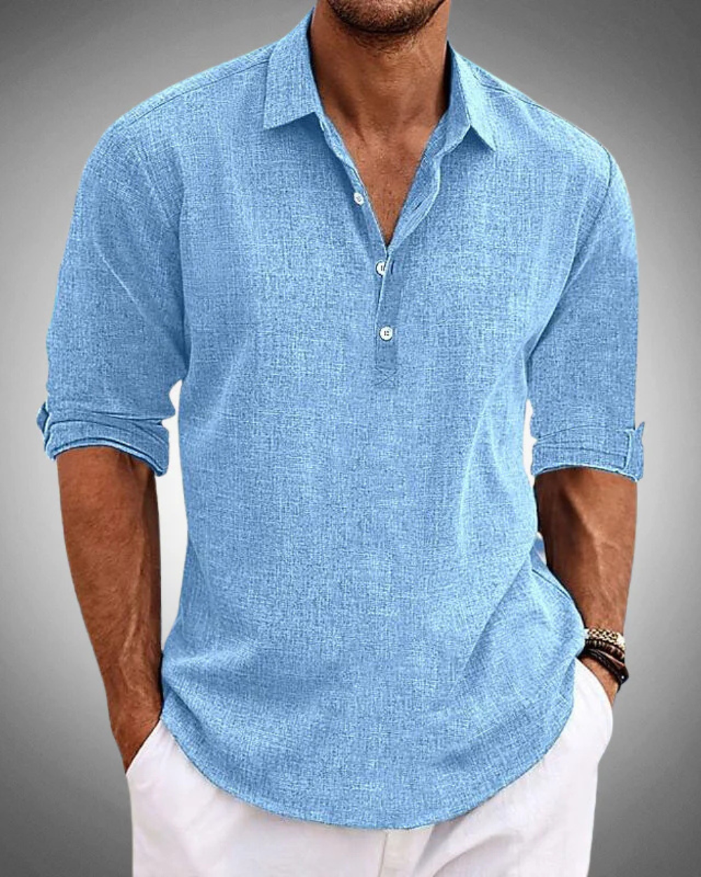 Effortless Linen Popover Shirt for Women with Collar Long Sleeve Button Placket Relaxed Casual Style