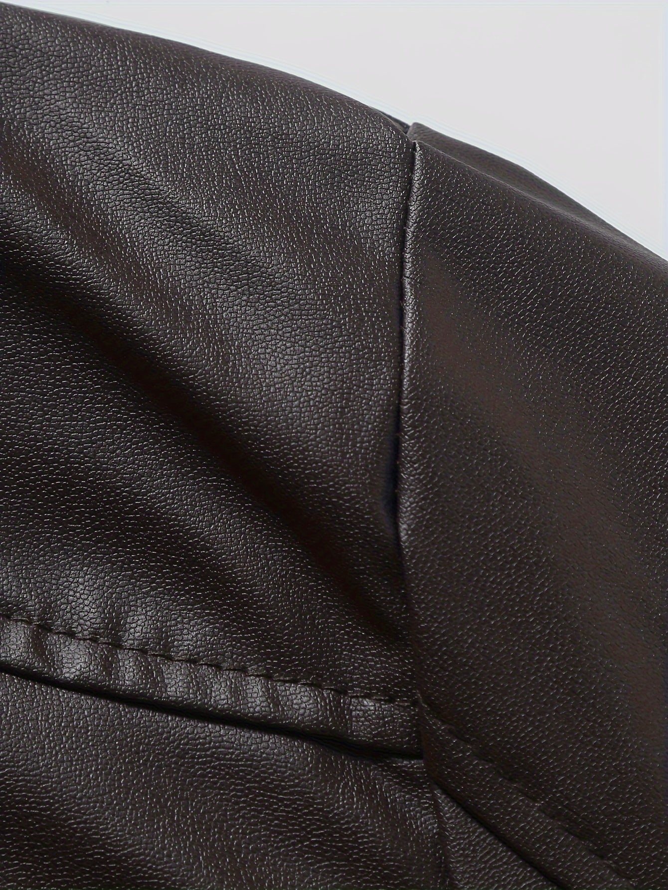 Elegant Navy Blue Leather Jacket for Women with Stand Collar Long Sleeve Zip Pocket Moto Style