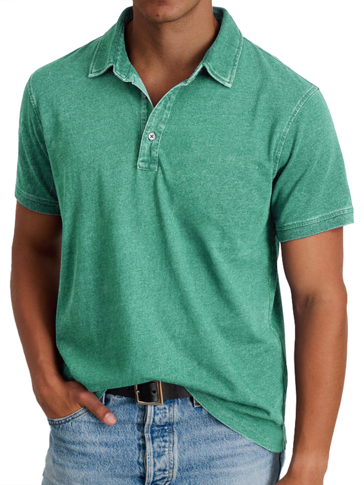 Effortless Washed Cotton Polo Shirt for Women with Collared Short Sleeve Button Placket Relaxed Casual Style