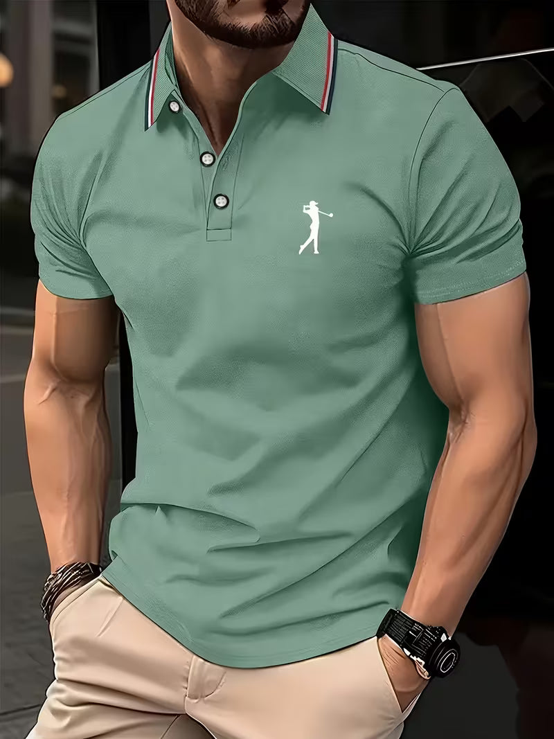 Effortless Embroidered Pique Polo Shirt for Women with Tipped Collar Short Sleeve Button Placket Casual Style