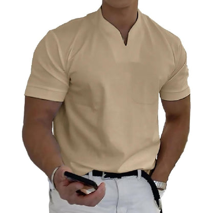 Effortless Chest Pocket Shirt for Women with V Neck Short Sleeve Relaxed Casual Style