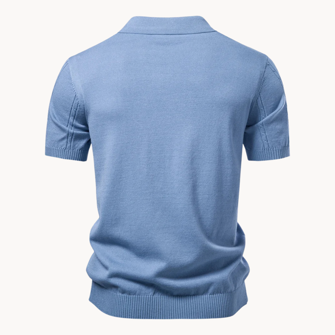 Comfortable Ribbed Polo Sweater for Women with Collar Short Sleeve Button Placket Relaxed Knit Style