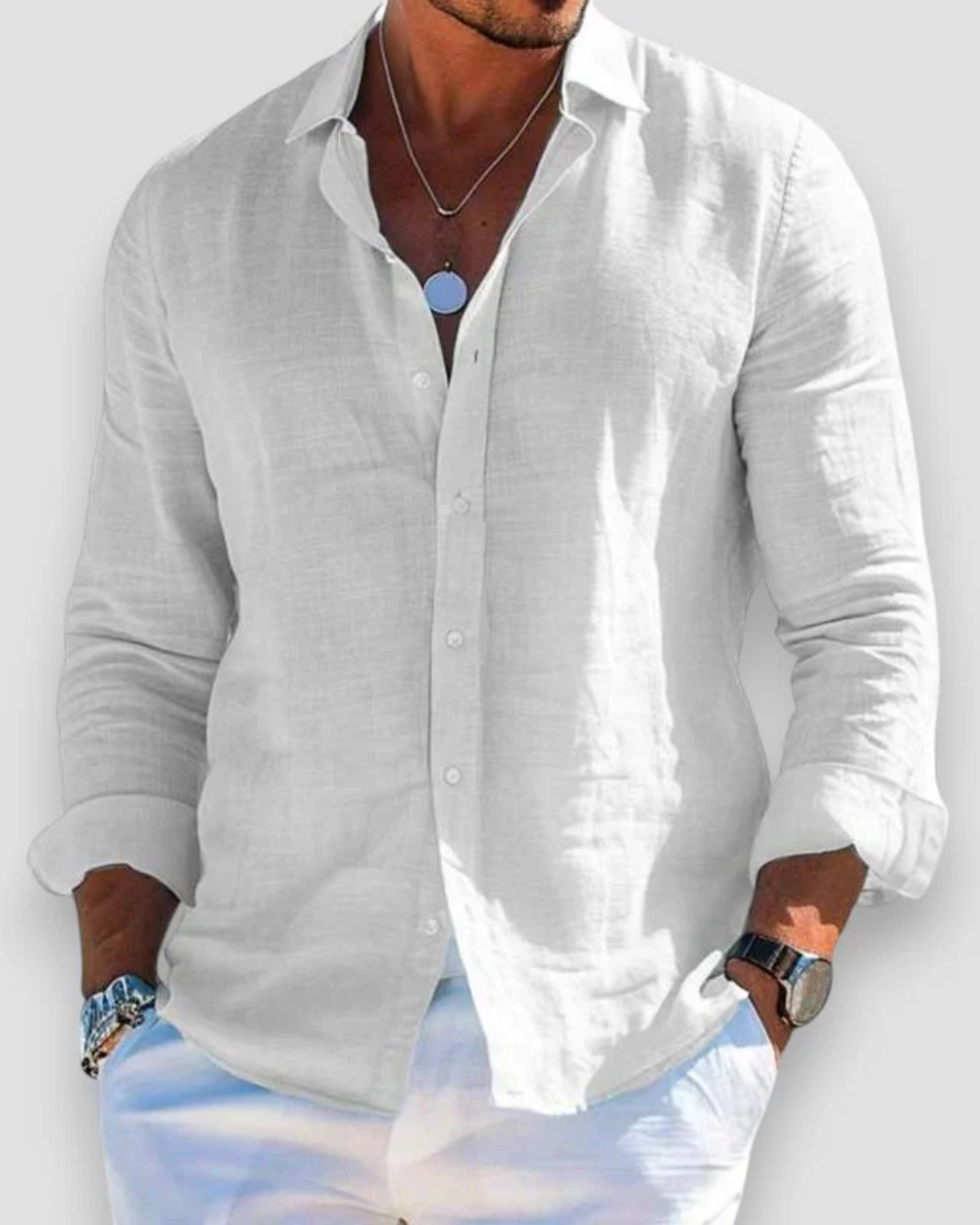 Effortless Linen Shirt for Women with Collar Long Sleeve Button Front Relaxed Style