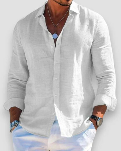 Effortless Linen Shirt for Women with Collar Long Sleeve Button Front Relaxed Style