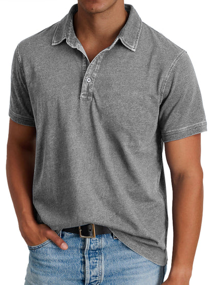 Effortless Washed Cotton Polo Shirt for Women with Collared Short Sleeve Button Placket Relaxed Casual Style