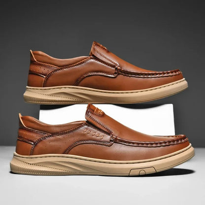 Comfortable Leather Loafer Sneaker for Women with Moc Toe Slip On Gum Sole Casual Style