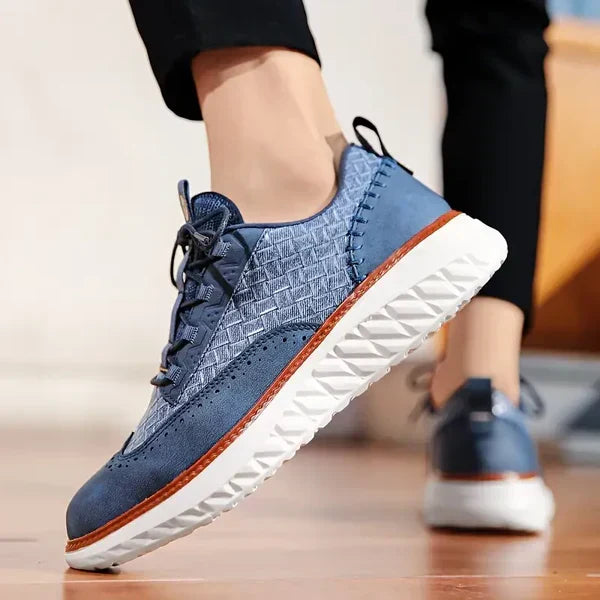 Stylish Leather Sneaker for Women with Lace Up Brogue Wingtip Perforated Chunky Sole Casual Style