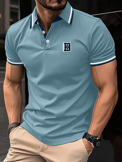 Effortless Polo Shirt for Women with Collar Short Sleeve Contrast Trim Button Front Casual Style
