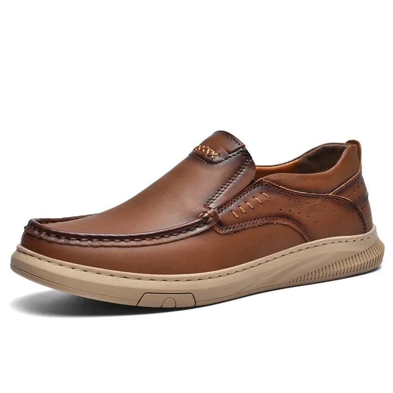 Comfortable Leather Loafer Sneaker for Women with Moc Toe Slip On Gum Sole Casual Style